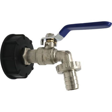Raccord de vidange pour réservoir IBC, robinet S60x6. Robinet pour réservoir IBC 3/4 pouce, raccord de réservoir, raccord de réservoir d'eau, robinet à bille. (1/5)