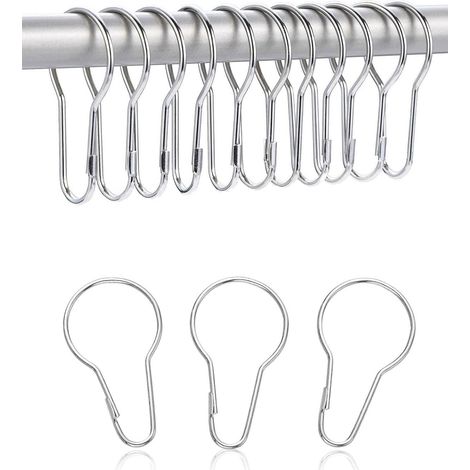 Gardinenringe – 20 Stück – Edelstahl – Verriegelbare Haken – Für Bad und Küche – 6,8 x 3,8 cm (1/5)
