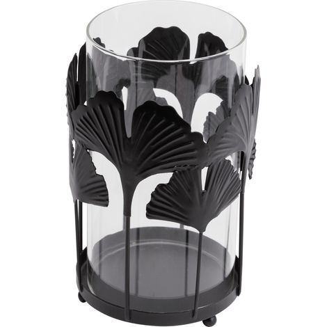 TrendLine Deko Windlicht Metall 19 cm schwarz Gingko