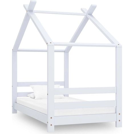 Lit enfant Contemporain  Cadre de lit d'enfant Blanc Bois de pin massif 70x140 cm 21236