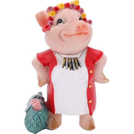 Statue de cochon élégante en résine colorée, facile à nettoyer, figurine décorative pour bureau (1/5)