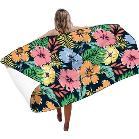 Serviette de bain serviettes de plage en microfibre, grandes serviettes 160x80 cm, super absorbantes (1/4)