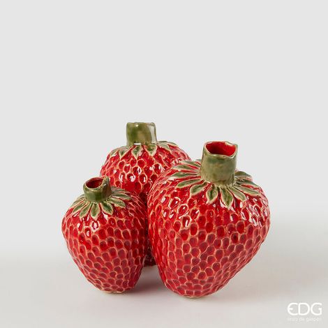 EDG Enzo De Gasperi Vaso Freaky 3 Fragola H 14 Cm L 19 Cm L 16 Cm Ceramica Waterproof Green Red