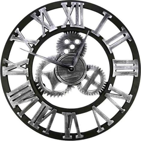 Horloge Murale - EINNENFFER - Vintage - 45 cm - Bois - Argent (1/4)