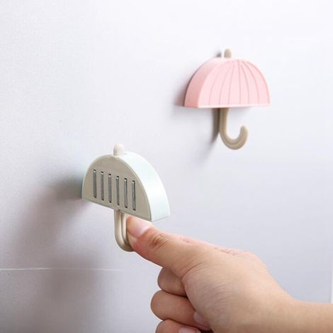 Wandhaken mit Saugnapf für Regenschirm, Badezimmer, Küche, Schlafzimmer, Aufbewahrungsorganizer, Rosa (1/5)