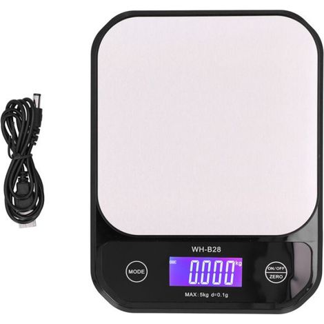 Balance USB étanche, balance de cuisine, balance de cuisson, balance de poids électrique, noire, 5 kg/0,1 g (1/5)