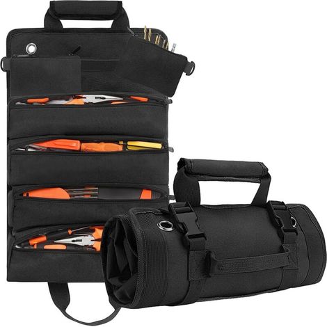 Sac fourre-tout à outils en tissu Oxford, organisateur polyvalent avec 6 poches pour le stockage d'équipement professionnel à domicile (1/5)