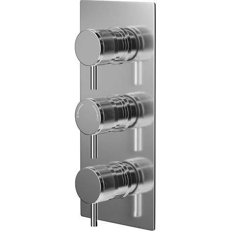 Circo Polished Chrome Concealed Triple Thermostatic Shower Valve with Half Knurled Control Handles - 2 Outlet (1/5)
