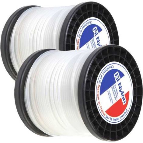 Fil nylon 3,3 mm x 45 m Rond Blanc Bobine par 2 (1/5)