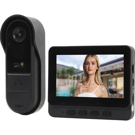 Interphone vidéo sans fil avec sonnette vidéo 1080p, écran couleur 4,3 pouces, vision nocturne, étanchéité IP65. (1/5)