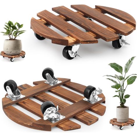 Ensemble de 2 plateaux portables pour pots de fleurs, 30 cm, avec roulettes. (1/5)