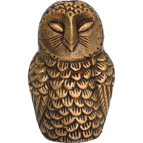 Cast Aluminium Owl Candle Holder - Aluminium - L8.5 x W7.5 x H14.5 cm - Antique Brass