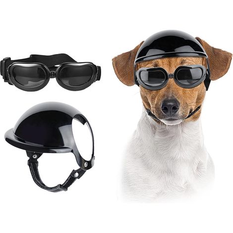 Casque et lunettes pour chien, chapeau de sport pour animaux de petite et moyenne taille avec protection UV, lunettes de soleil,