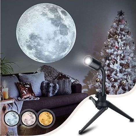Veilleuse Bébé, LED Portable Moon Projection Lampe Support Rotatif 360 ° Veilleuse USB Projecteur Décoration Chambre Anniversaire (1/4)