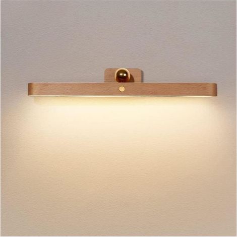 Dimmbare LED-Wandleuchte aus Holz mit Berührungsschalter und Batterie, 360° drehbares Nachtlicht (1/5)