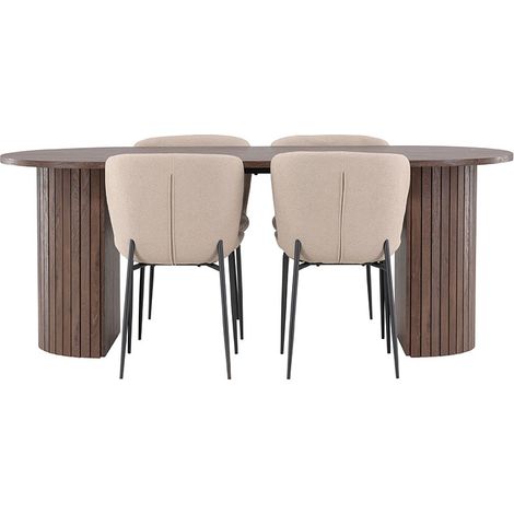 Härön Essgruppe Tisch 90x200cm und 4 Boucle Stühle mocca. (1/4)
