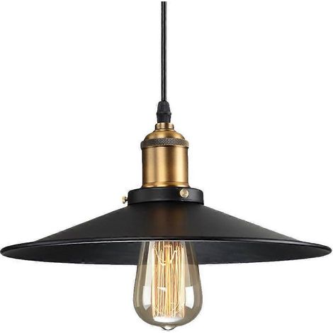 Lustre industriel suspendu, style rétro vintage, culot E27, abat-jour en métal, idéal pour la maison, la cuisine, l'hôtel, le restaurant, la chambre, l'escalier ou le comptoir de bar. (1/5)
