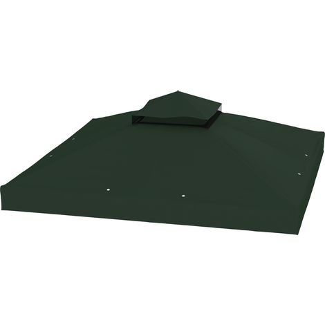 Toldo de recambio 3x3 m double toit UPF30+ vert avec orificios de drenaje (1/5)