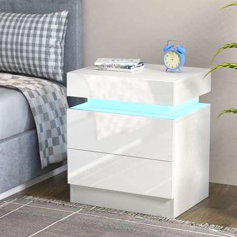 Table de Chevet LED 2 Étages avec Rabat supérieur - 16 Coloris Personnalisables & Télécommande Incluse, Panneau de Particules Résistant (45x35x52cm) - Éclairage d'Ambiance Multifonction pour Chambre/S (1/4)