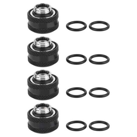 4 Pcs / Pack Water Cooling Compression Fitting for Rigid Acrylic Tube OD 16mm Black (1/3)