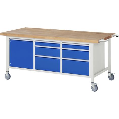 Rau Fahrbare Werkbank 8570, B2000xT900xH880mm, 6x Schublade-TA, 1x Tür (1/5)