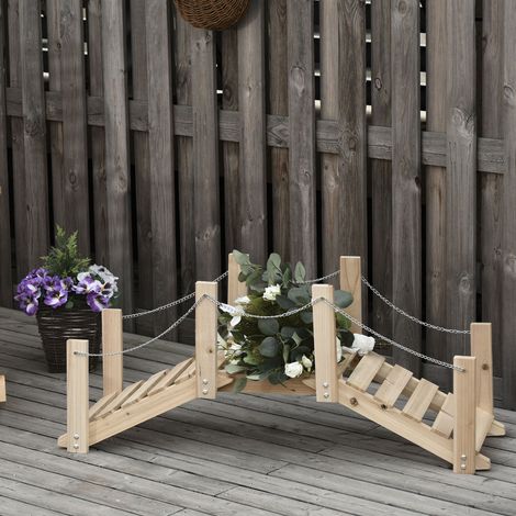 Puente de jardín de madera para estanque con pasarela arqueada