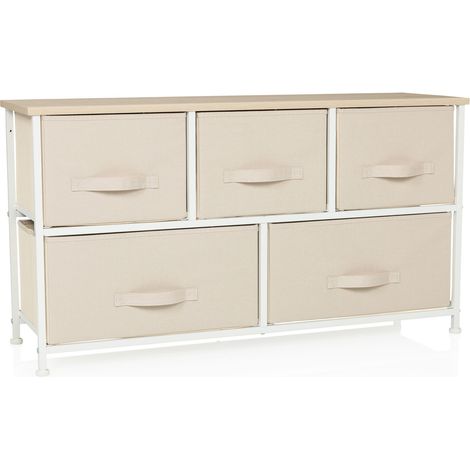 Kommode FOLDAR 100x30x55cm 5 Fächer beige hjh LIVING