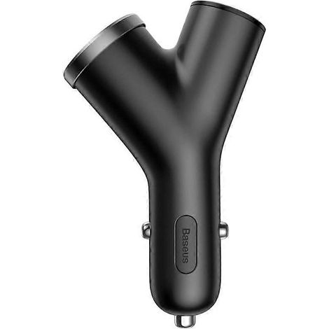 Compatible avec les chargeurs de voiture de type Y, doté de 2 ports USB et de 2 prises allume-cigare, noir. (1/5)