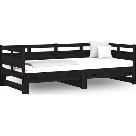 Maison Exclusive - Lit coulissant sans matelas noir 2x(80x200)cm (1/5)