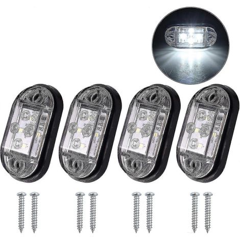Feux latéraux 4x4 LED, feux de gabarit avant et arrière étanches, feux de position LED 12 V/24 V universels pour remorque, fourgonnette, caravane, camion, poids lourd, bus - blanc (1/5)