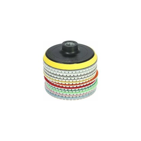 Set de 11 tampons de polissage diamant 100 mm – Grains 3000/6000 – Pour granit, marbre, béton, carrelage – Épaisseur 3 mm (1/5)