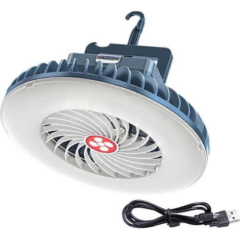 Lampe de tente multifonctionnelle rechargeable avec ventilateur intégré, conception étanche, télécommande et luminosité réglable. (1/5)