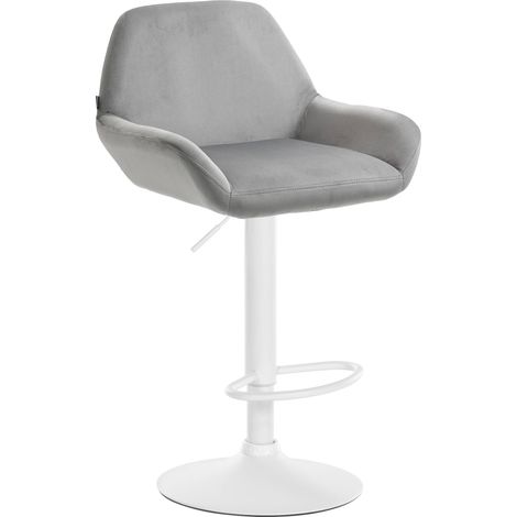 Taburete de cocina Braga en terciopelo Gris Blanco
