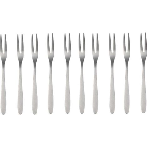 Ensemble de 10 couteaux et fourchettes en acier inoxydable, fourchette à fruits, gâteau, fourchette à dessert, fourchette plate (1/4)
