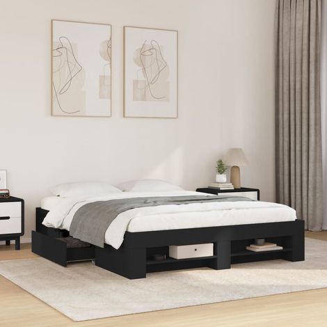 Estructura de cama madera de ingeniería negra 150x200 cm vidaXL (1/5)