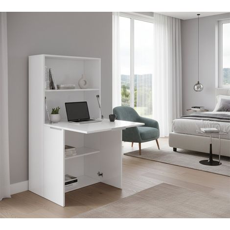 Scrivania - 3 Ripiani Modulabile, Bianco Lucido, -, 70x35x140h cm Quillota