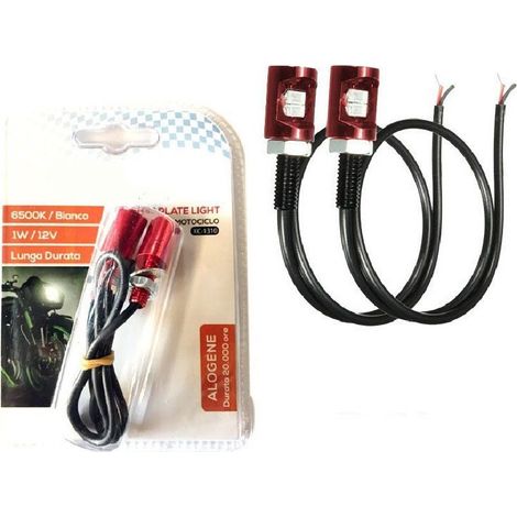 TRADE SHOP - Kit 2pz Luce A Led Alogene Per Targa Moto Motociclo Luce Bianca 6500k 1w Xc-1310 - (1/2)