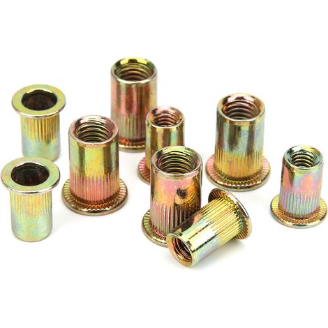 Kit 300 pièces Rivet Écrou en Acier Galvanisé, 150 Métrique + 150 SAE, Fixations Quincaillerie, Écrous à Riveter pour Tôle, Assortiment Universel (1/5)