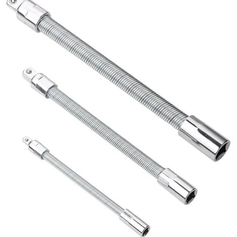 Sollbry Lot de 3 rallonges flexibles en acier inoxydable Argenté 1/4" 3/8" 1/2" (1/5)