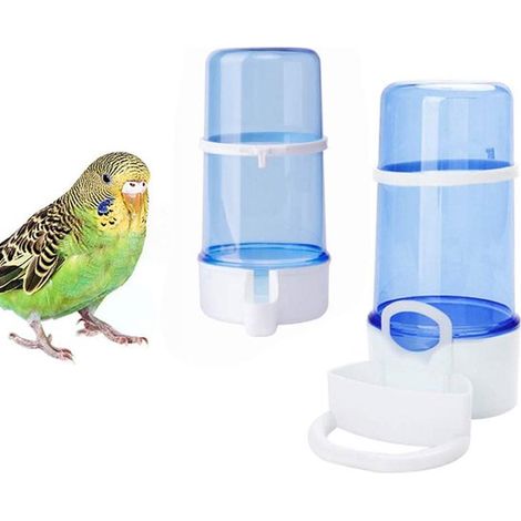 2er Pack Automatisches Wasserspender Set (2 Stück) Automatischer Wasserspender für Vogelkäfige, Hamsterkäfigzubehör, Wasserflasche (Blau, 415 ml) (1/5)