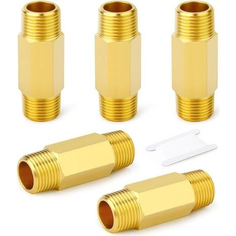 5pièces en laiton Long mamelon, 3/8 BSP mamelon, longueur 50mm de raccord de tuyau en laiton (1/5)
