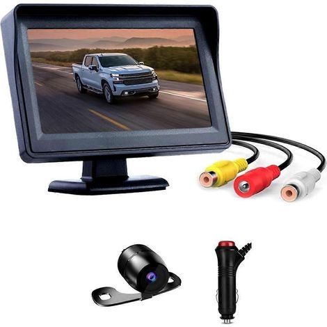 Cámara de visión trasera con monitor de 4,3 pulgadas, visión nocturna, resistente al agua, sistema Plug and Play para coche y camión. (1/5)