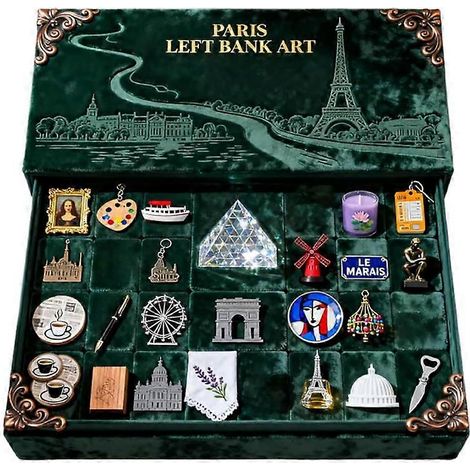 Calendario de Adviento 2025, acrílico 2D, colgante con monumentos de la orilla izquierda de París, regalo de 24 días. (1/5)