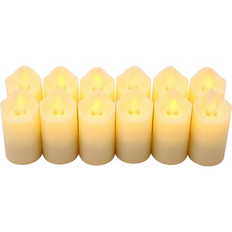 Juego de 12 velas LED recargables de 7 cm, luz amarilla cálida parpadeante, con control remoto USB para decoración del hogar. (1/5)