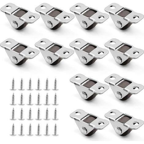 Lot de 12 Mini Roulettes pour Meubles Fixes avec 24 Vis, 0.5 Pouce Roulette Caoutchouc Gris Silencieux, Petites Roues Rigides pour Tiroir, Boîte de Rangement, Coffre, Bricolage, Charge Stable (1/5)