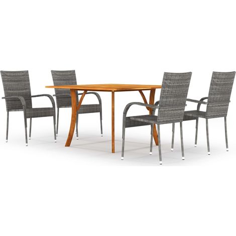 Juego de comedor para jardín 5 piezas gris vidaXL (1/5)