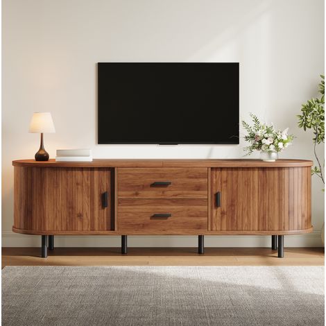 Mobile TV 150 x 40 x 55 cm con porte scorrevoli, 2 cassetti, MDF e PB, noce (1/5)