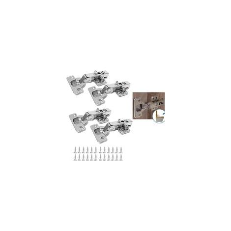 4Pcs Charniere Porte Placard Charnière à Fermetur Recouvrante Soft Close 110 Degré Charnière de Meuble Amortisseur Charnière avec Vis 35mm Automatique Charnières pour Placard, Armoires de Port (1/4)