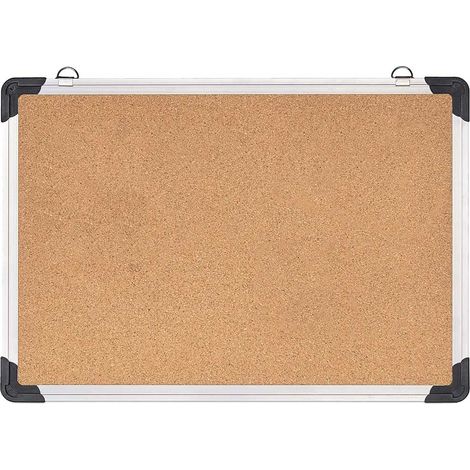Bacheca in Sughero Quadrata con Cornice Alluminio da Parete 70x50x1.8 cm