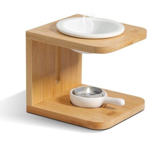 Ensemble de 1 brûleur d'huiles essentielles, fondoir à cire parfumée en céramique avec bougeoir décoratif pour bougie chauffe-plat (1/5)